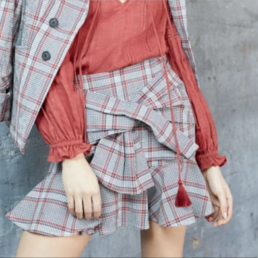 NWT Veronica Beard Picnic Plaid Print Skirt size 0